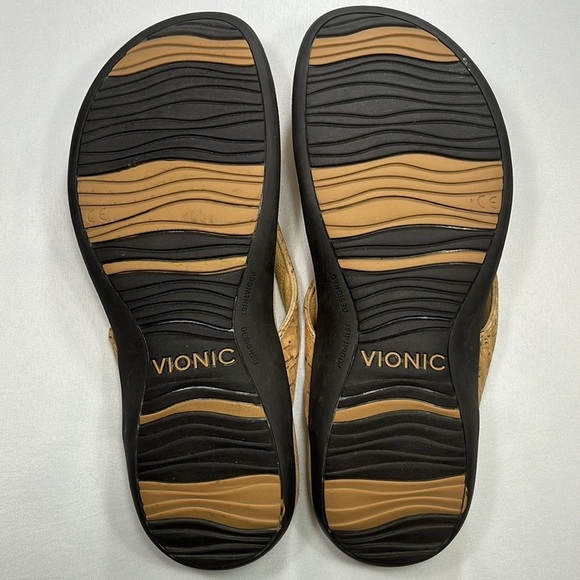 VIONIC Bella - Gold Cork Thong Sandals - Picture 8 of 14